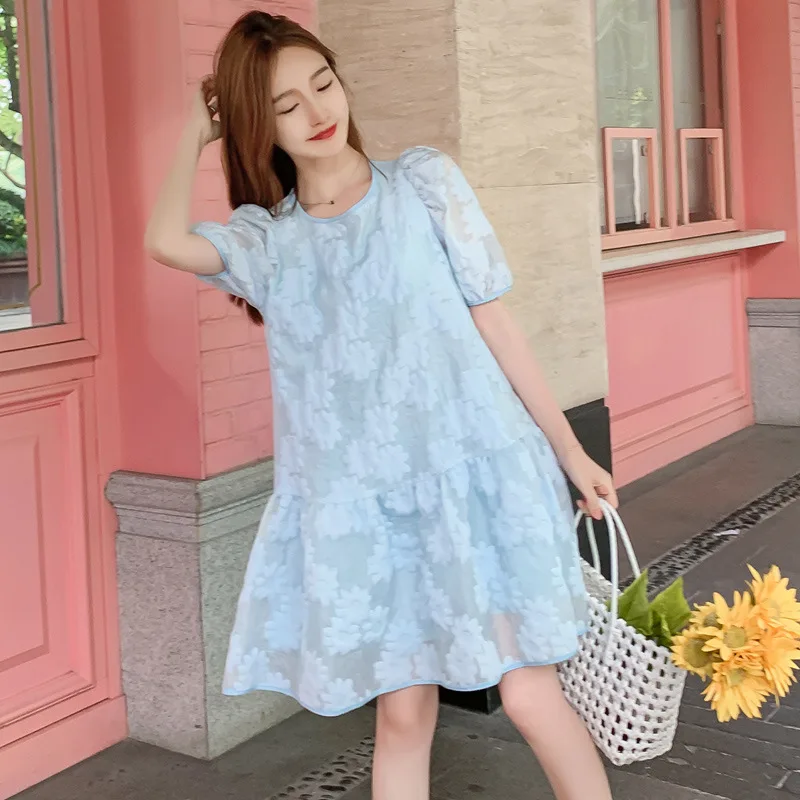 

Maternity Clothes Summer Short Sleeve Matching Loose Fashion Elegant Dress for Pregnant Women Mom Dress