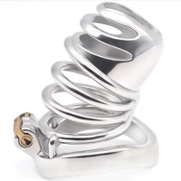 new arrival gourd head male stainless steel cock cage with curve penis ring lock men chastity device adult sex toy f15