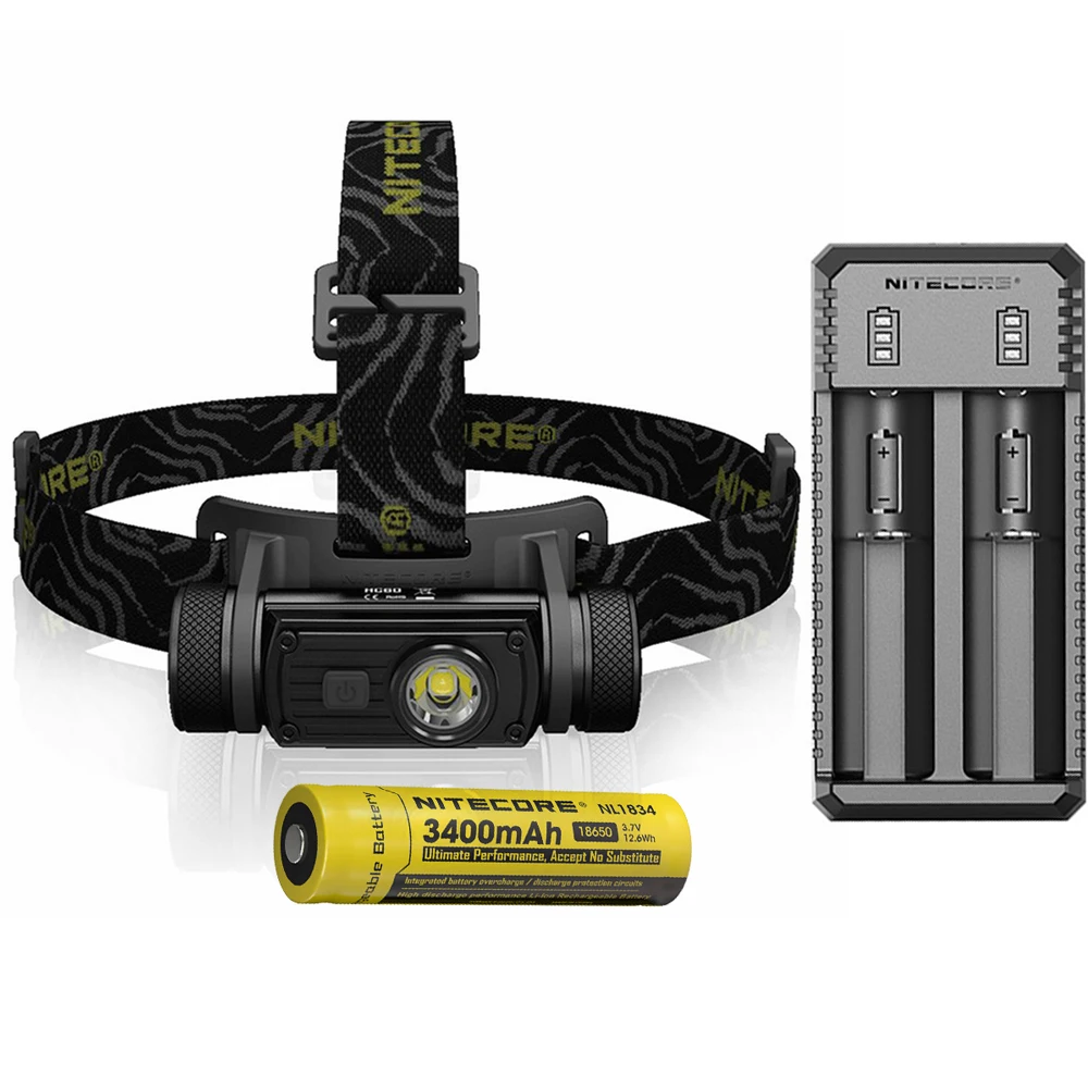 Фара головного света NITECORE HC60 светодиодная макс. 1000 лм 117 м USB 18650 3400 мАч литий