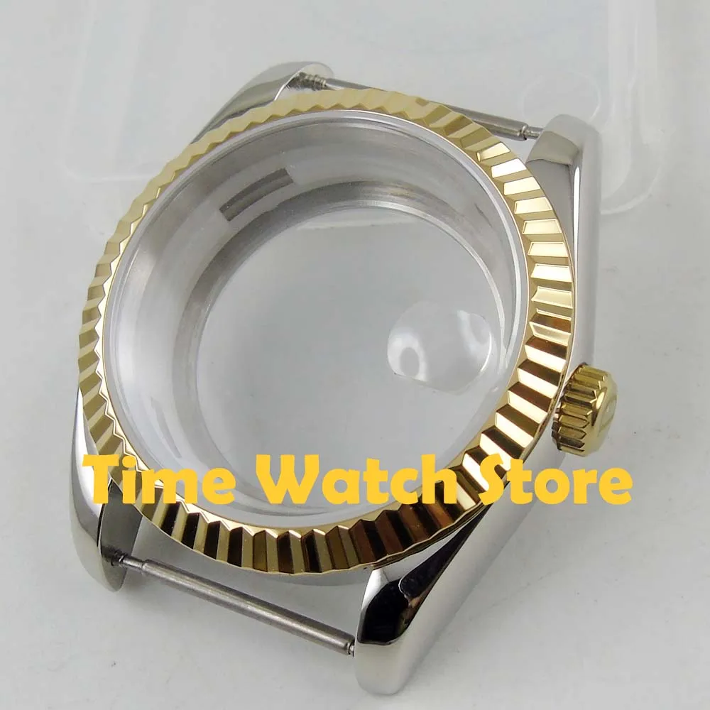 Чехол для часов из водонепроницаемого сапфирового стекла 36 мм с лупой и золотым