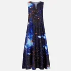 Женское длинное платье с V-образным вырезом, длинное Повседневное платье с 3D принтом звездного неба, без рукавов, с карманами, лето 2021