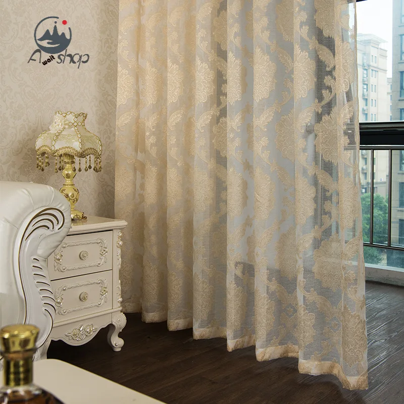 

AS New Modern Simple European Jacquard Gauze Curtain Is Fresh Simple Home Decoration Curtains for Living Dining Room Bedroom