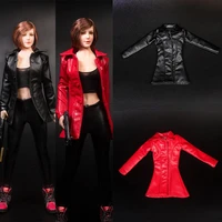 tym099 16 female soldier clothes sexy black windbreaker leather jacket coat for 12 inch tbleague figure body jiaou doll