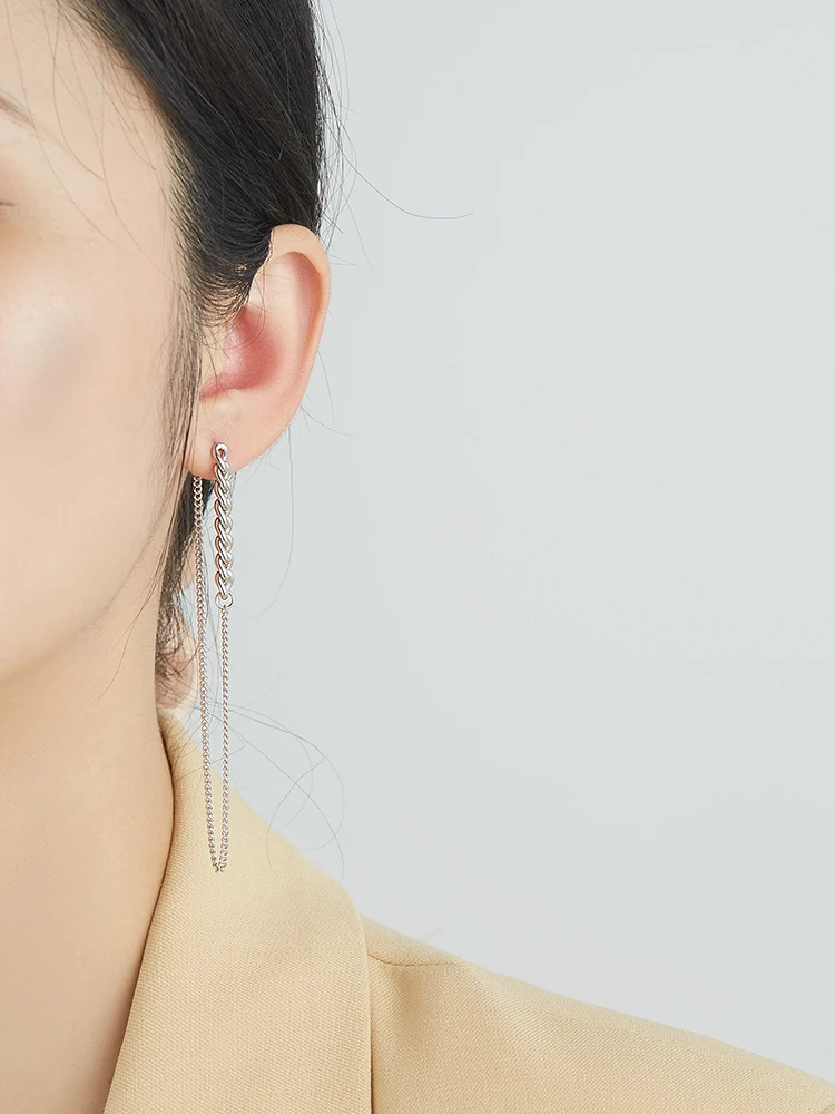 

ZEMIOR Simple Style Drop Earring For Women S925 Sterling Silver Long Line Chain Earrings Life Show Love Fine Jewelry Hot Sale