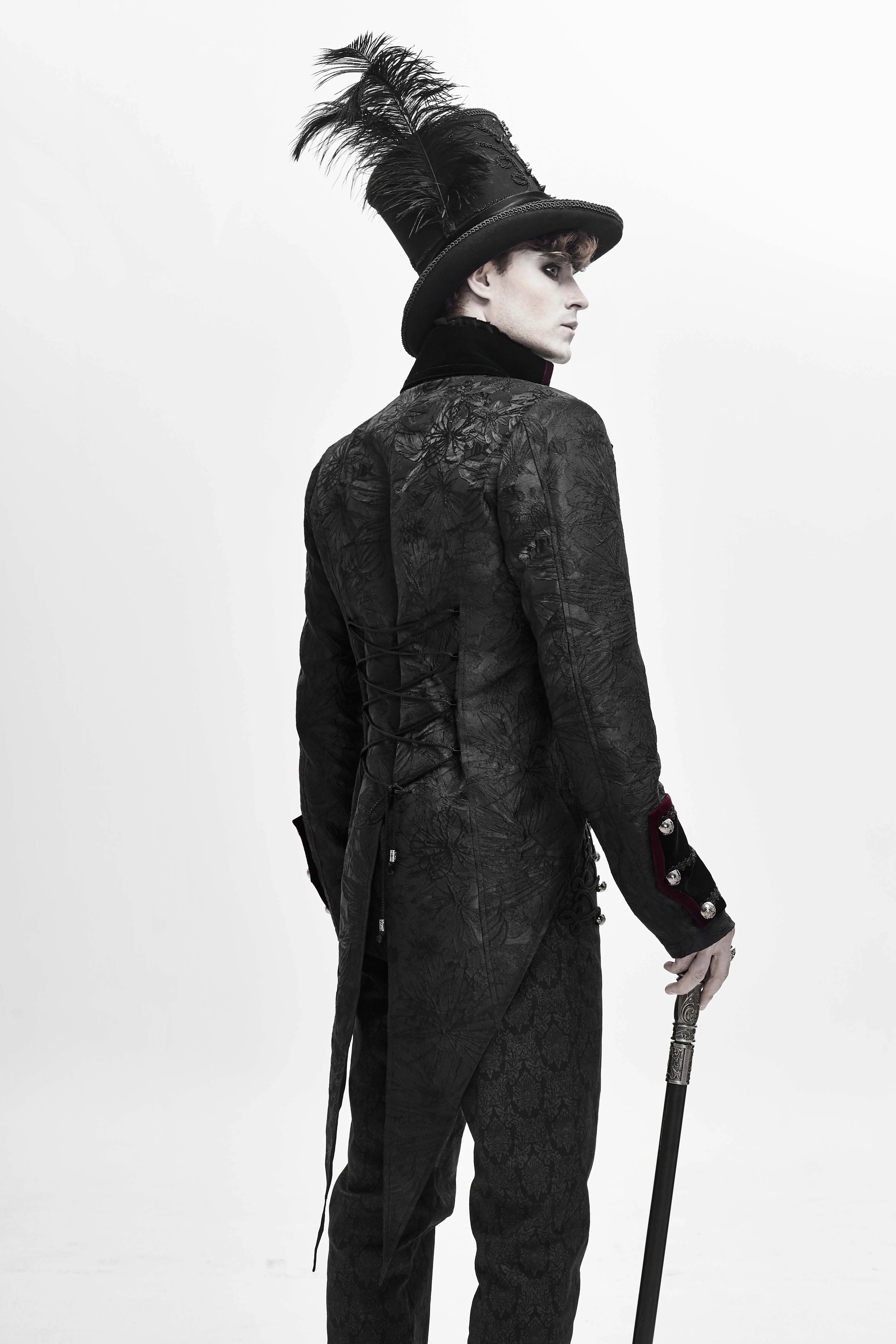 

Men Gothic Gothic Mens Tailcoat Jacket Gentleman Lapel Suit Coat with Jacquard Craft Plus Size