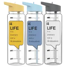 750 мл бутылка для воды 25 унций герметичная BPA Цитата фитнес-чашка для воды с мотивационным маркером времени крышка с соломинкой Для путешествий спорта