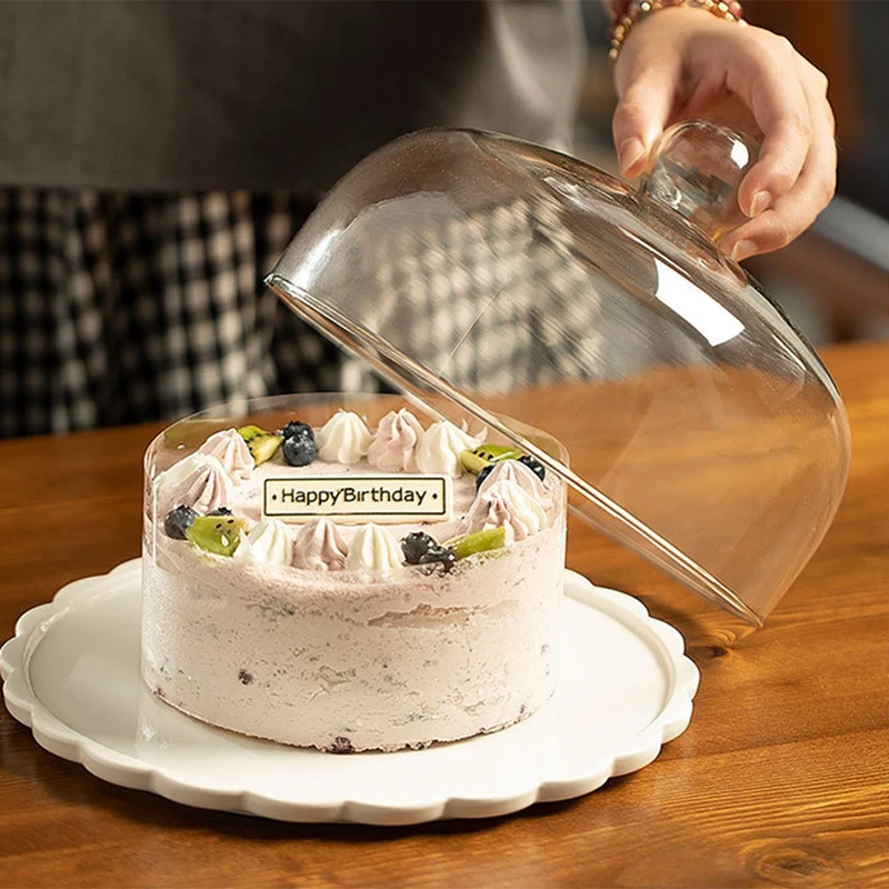 

1 Set Cake Glass Cover Food Cover Dessert Cake Plate Dust-Proof Cover Cake Pan Dessert Plate Pastry Bread Cover