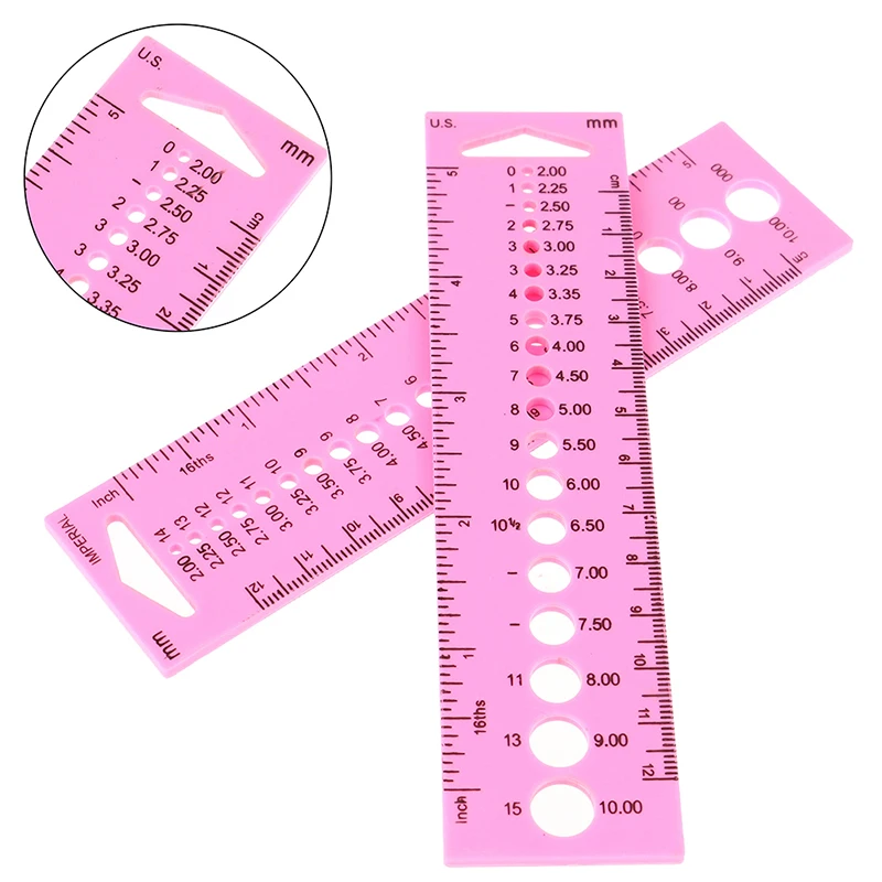 2pcs All In One Measure Ruler For Knitting Needles 2.0-10.0mm Crochet hook | Дом и сад