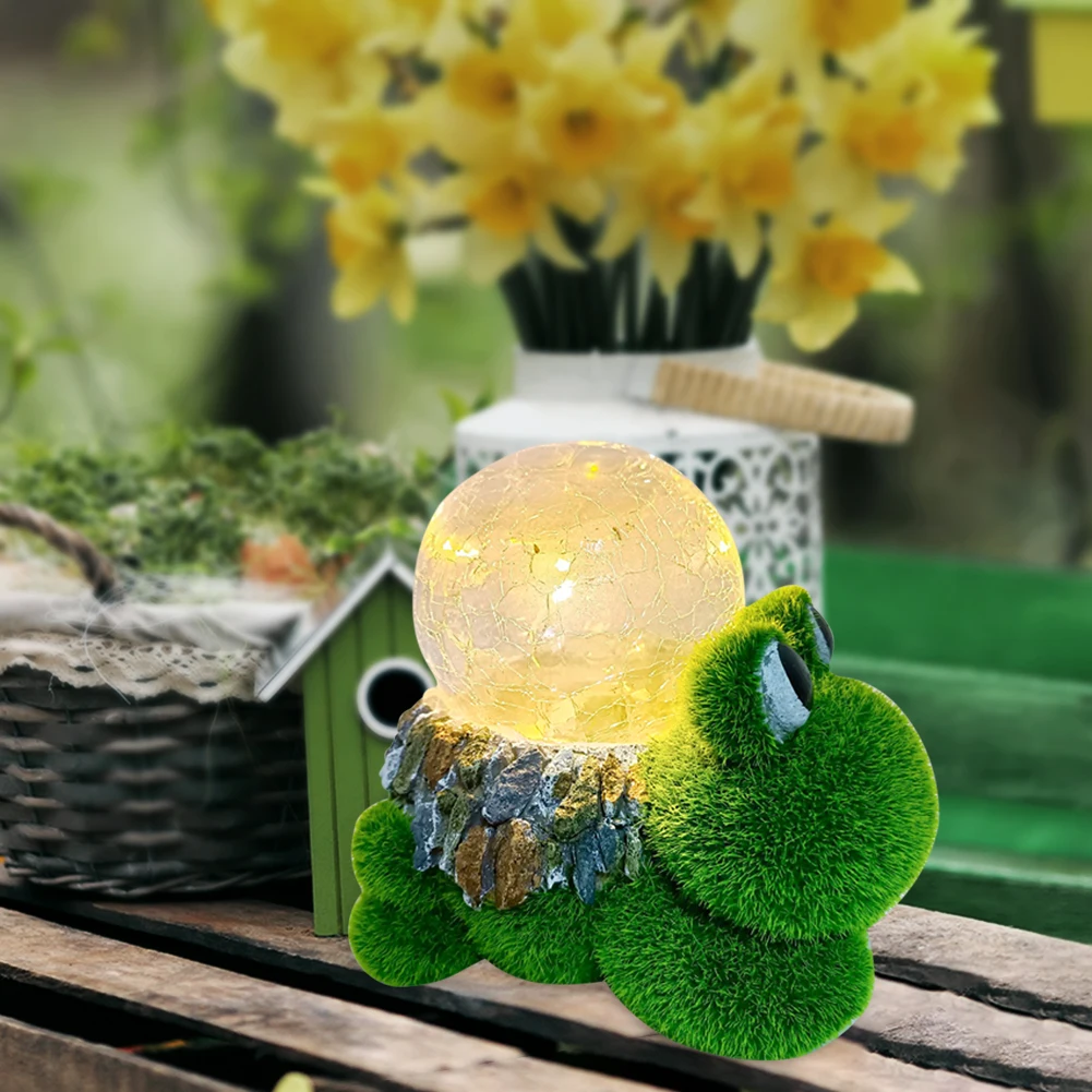 

Resin Frog Garden Statue Solar Powered Garden Light Waterproof LED Lights Resin Flocking Animal Small Ornaments Lighting Decor
