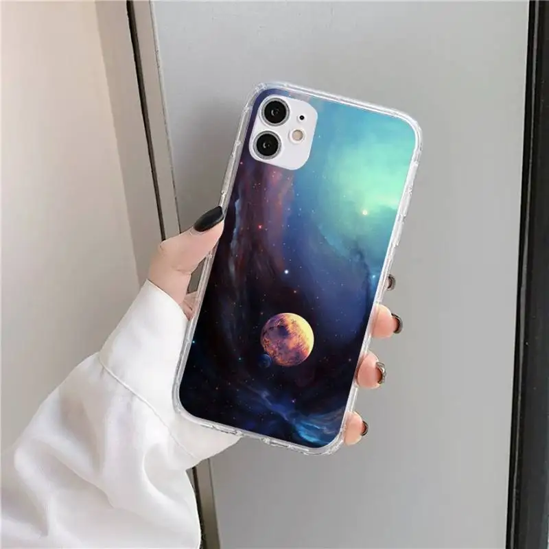 

Space moon earth mars Phone Case Transparent for iPhone 11 12 mini pro XS MAX 8 7 6 6S Plus X 5S SE 2020 XR