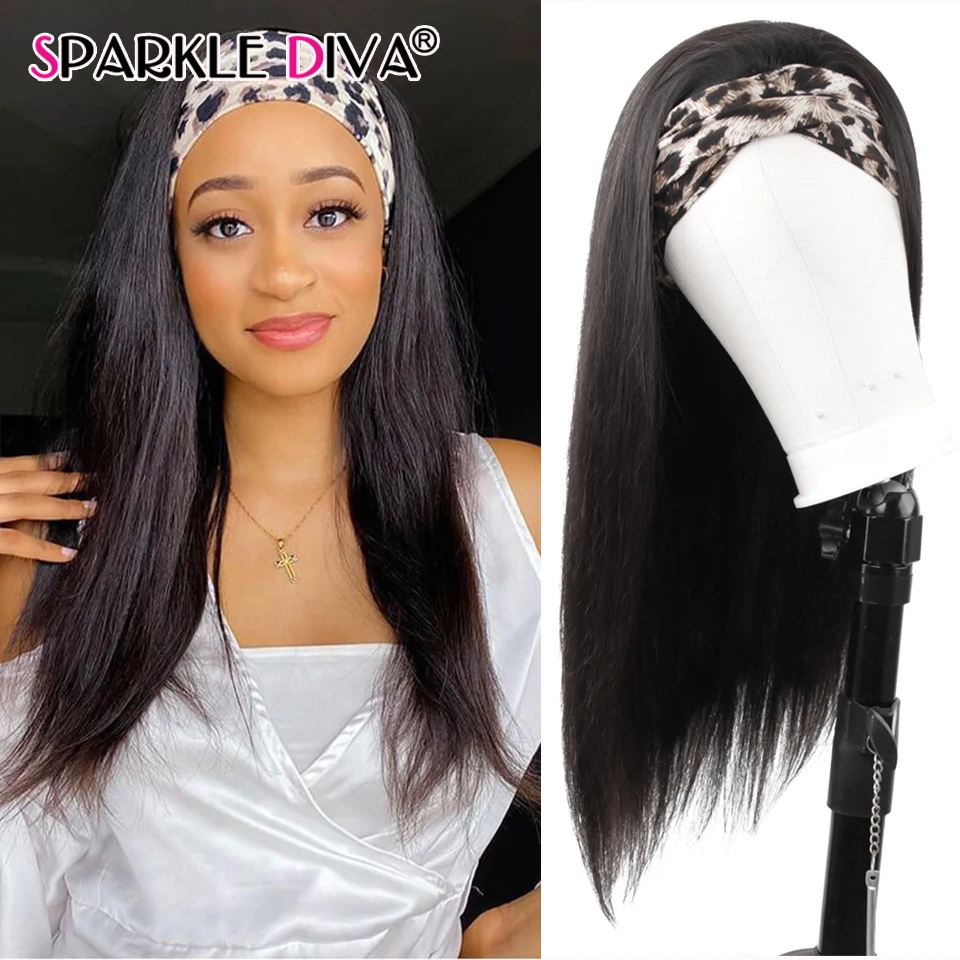 Перуанские прямые парики из человеческих волос повязка на голову парик без клея