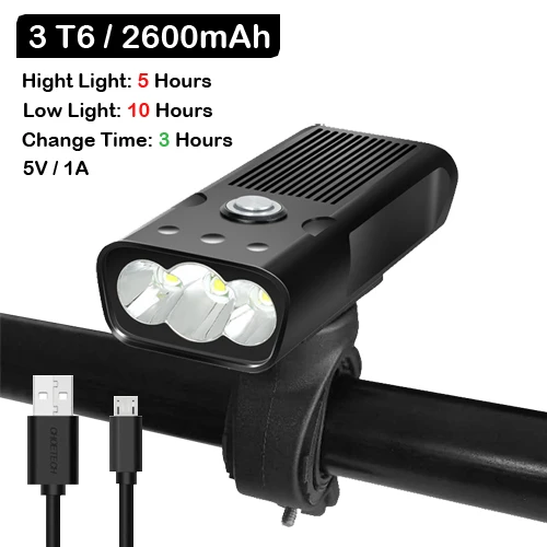 3 T6 2600 NEWBOLER 5200 мАч флэш-светильник для велосипеда USB зарядка Комплект Задний фонарь MTB велосипед светодиодный светильник L2/T6 головной светильник велосипедные аксессуары для фонарей - Цвет: 3 T6 2600