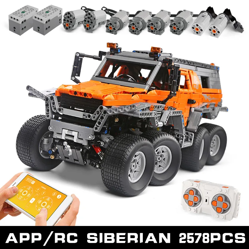 2578PCS Yeshin 23011 Technic Car The MOC Avtoros Shaman 8x8 Набор внедорожников приложение управление Модель автомобиля строительный блок Рождественский подарок - Цвет: 2578PCS