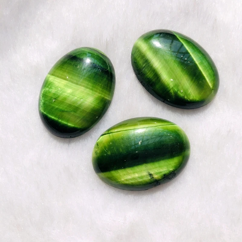 

AA Quality Natural Green Tiger Eye Cabochons Oval 18x25mm,22x30mm CAB Semi preciou stone Jewelry Cabochon Ring Face 3pcs/lot