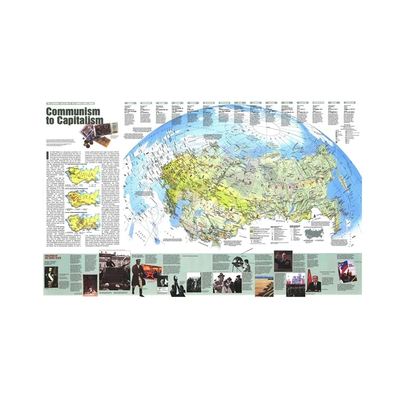 Карта мира Наклейка на стену 225*150 см политическая физическая карта России капиталистический коммунизм 1993 постер для образования культуры от AliExpress WW