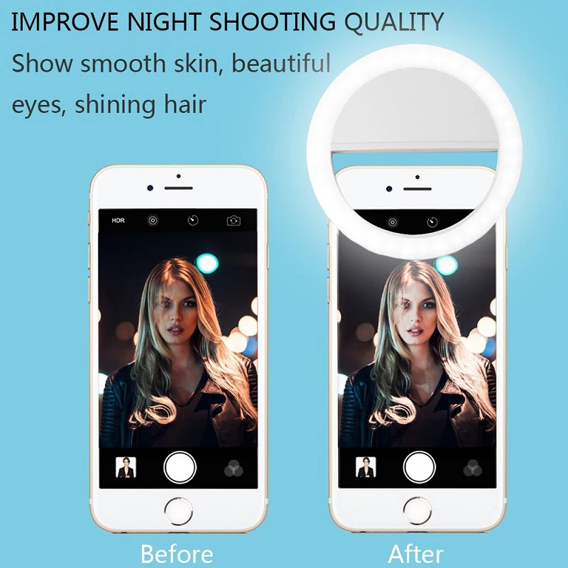 Hot！USB Charge Led Selfie Ring Light Mobile Phone Lens LED Lamp For IPhone Samsung Xiaomi | Мобильные телефоны и