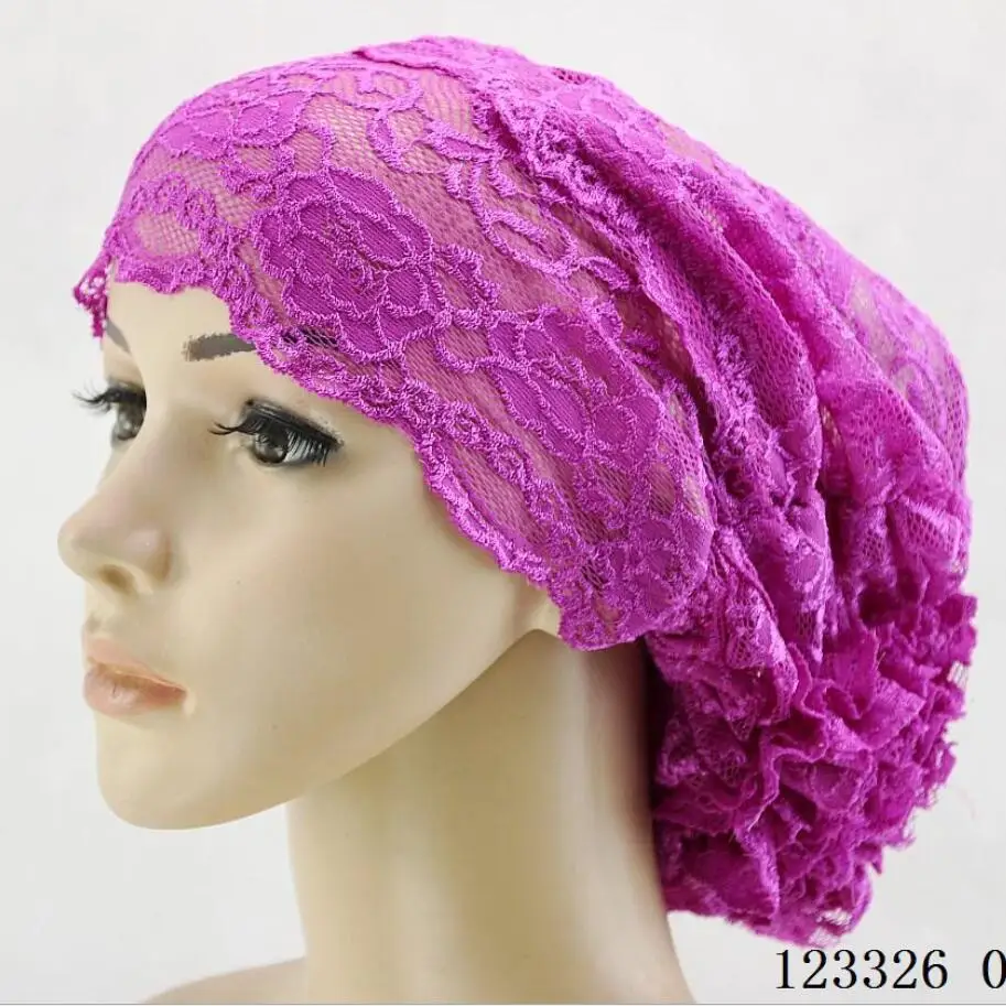 Кружевная мусульманская внутренняя Женская хиджаб шапка исламский шарф белый