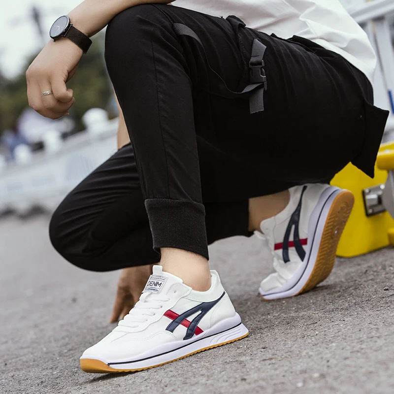 

Кроссовки мужские из ПУ кожи, роскошные брендовые, удобные спортивные кеды, белые, пригодные для носки, модные прогулочные, размер 39-44