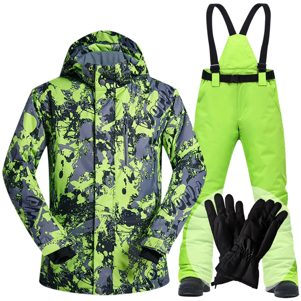 Мужской лыжный костюм брендовая ветрозащитная Водонепроницаемая теплая одежда