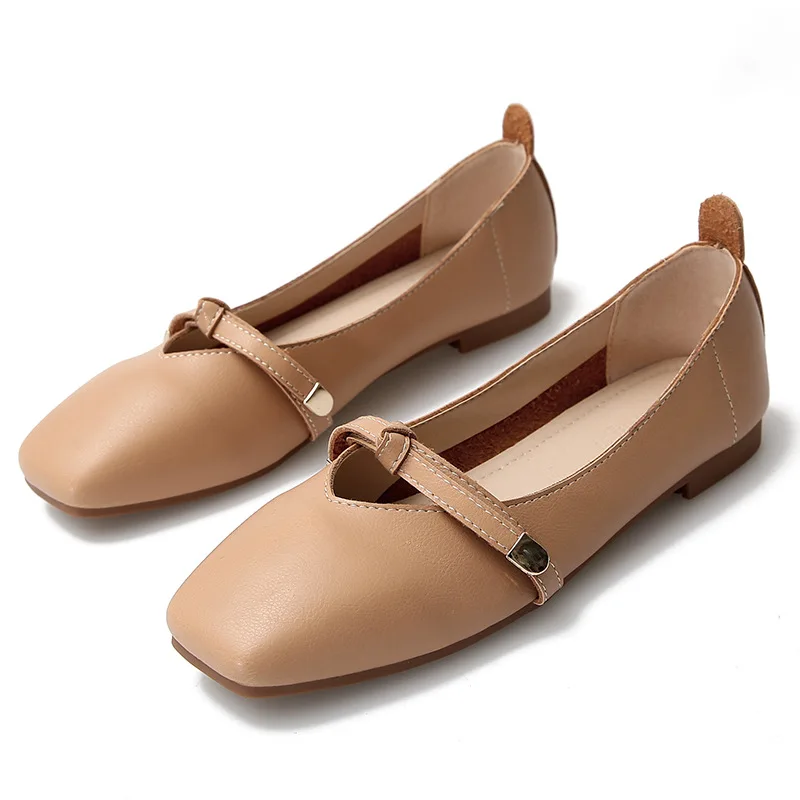 

New Flat Shoes Women Fashion Student Single Shoes Women Soft Soles Large Size Women Shoes Leather Flats Summer Zapatos De Mujer