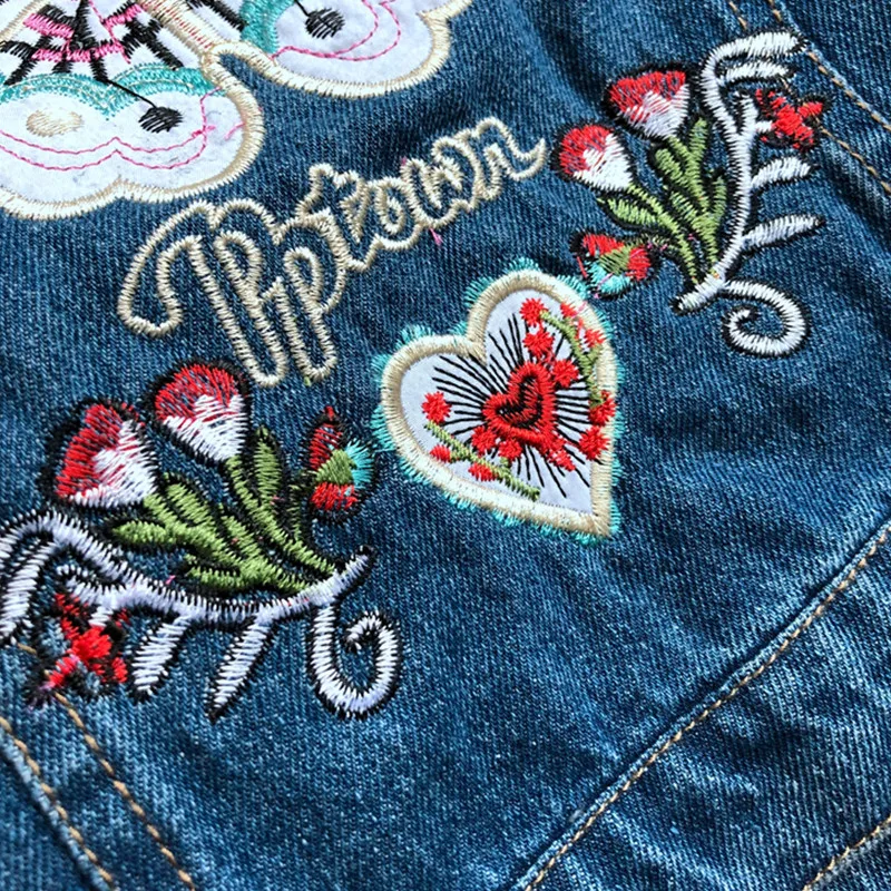 Girls Denim Jackets Coats Lovely Butterfly Applique Children's Clothing Fashion Outerwear Spring Autumn Kids Jacket 3-8 Y | Детская
