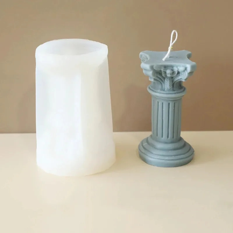 

European Style Retro Roman Column Candle Silicone Mold Handmade DIY Baking Molds Plaster Soap Mould Christmas Gifts Decoration