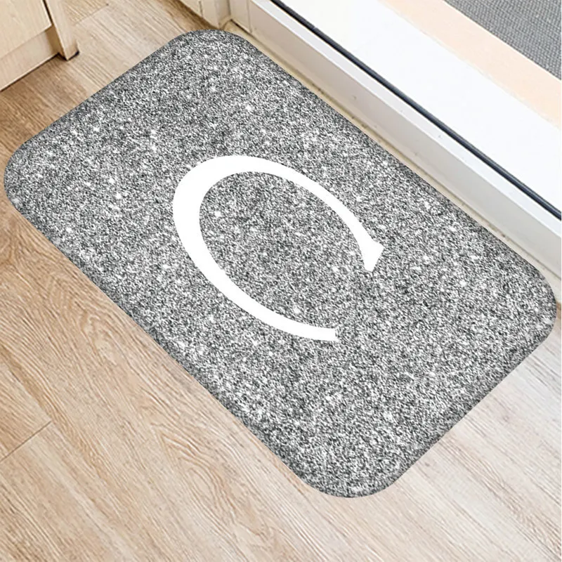 

Gray Letter Kitchen Entrance Door Mat Coral Velvet Carpet Rubber Colorful Indoor Floor Mats Non-Anti-Slip Rug 48248