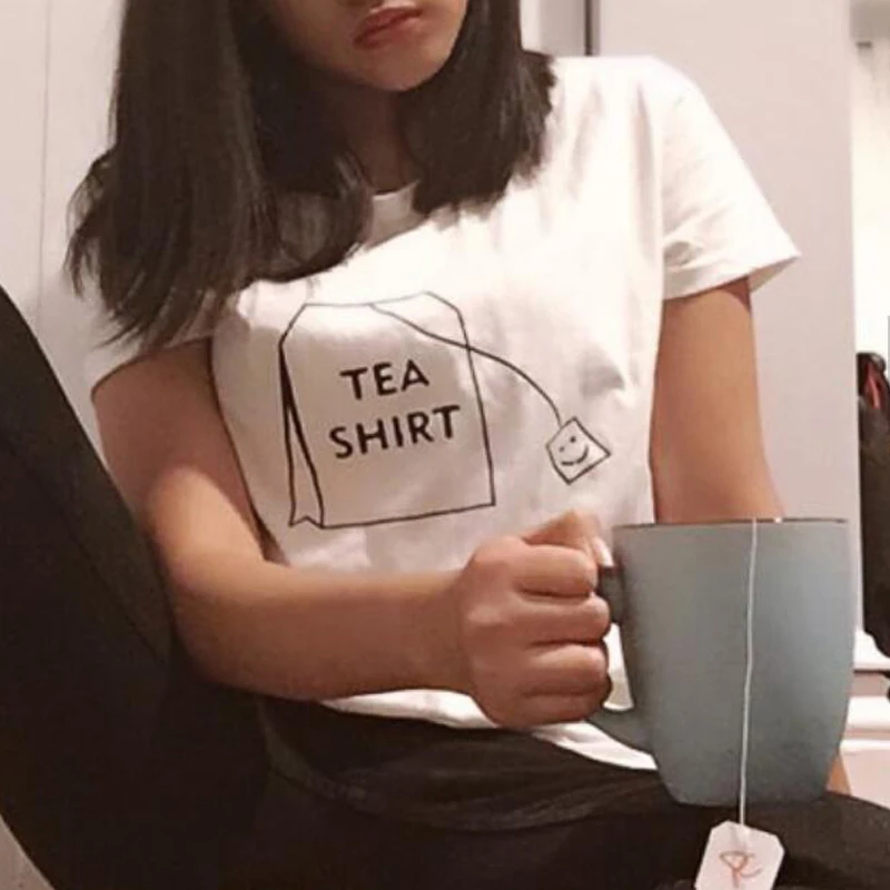 Humor tea/Милая футболка с графическим рисунком для любителей чая; Забавные футболки для женщин; Летняя Повседневная хлопковая Футболка Tumblr; Топы в стиле Харадзюку