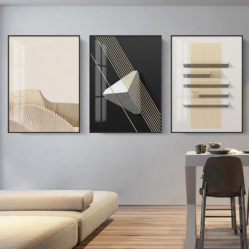 

Spray Color Abstract Stair Building Geometric Stone Pattern Canvas Painting Wall Frameless Picture Poster Living Room Decoration