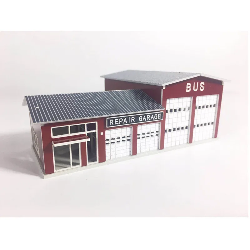 

1:150 N Scale Train Sand Table Landscape DIY Assembly Model Bus Repair Station Building Model