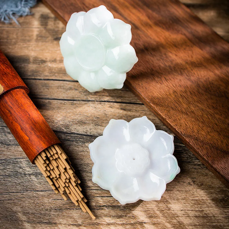 Каменный лотос для дымящихся палочек инценза для дома, чайного домика и декоративных аксессуаров из натуральной нефритовой резьбы орнаментального творчества.