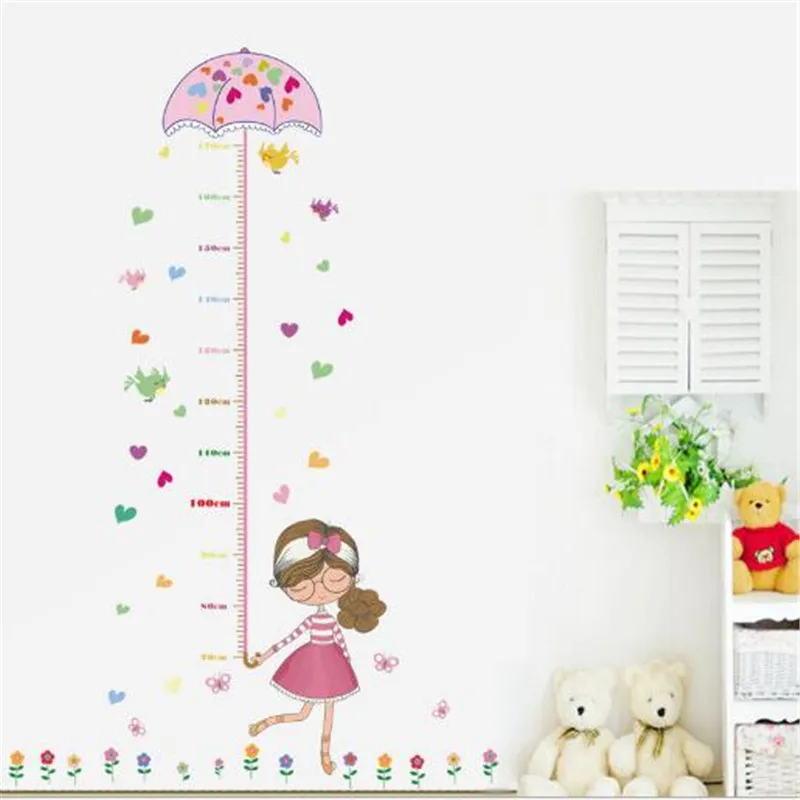 

1PC Cartoon Girls Wall Stickers Height Ruler Measure Children's Room Kids Room Nursery for Party muralation Art Mural Poster