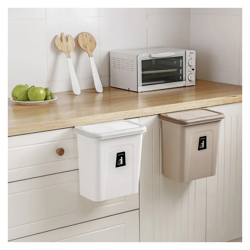 

Wall Mounted Trash Can Bin With Lid Waste Bin Kitchen Cabinet Door Hanging Trash Bin Garbage Car Recycle Dustbin Rubbish