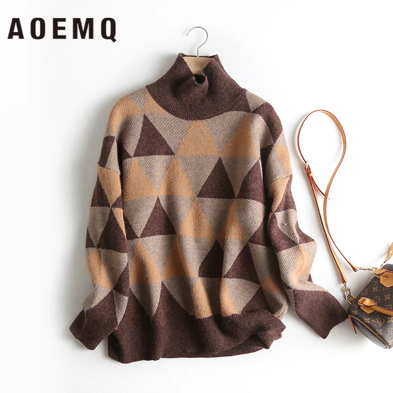 AOEMQ Повседневный свитер креативный на пуговицах воротник пуловеры неправильная