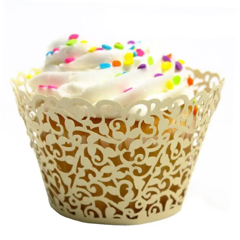 50 шт./лот маленькая лоза кружевная лазерная резка обертка для кексов подкладка