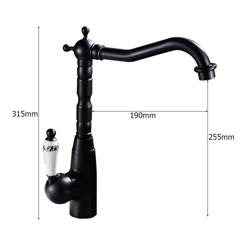 Роскошный и элегантный смеситель для раковины черная отделка поворотный излив с