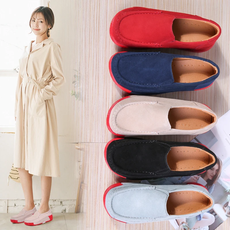 Мокасины женские из натуральной кожи удобные кроссовки на платформе без