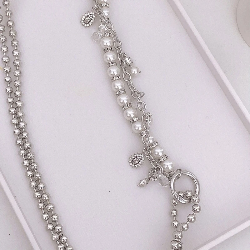 

Women's Long Necklace Plating Pearl Sweater Shoulder Strap Chains Bag Purse Belt