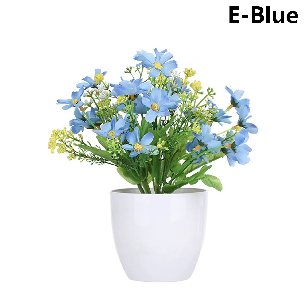 E-Blue 1 комплект искусственный пластиковый бонсай заменитель пены в горшке реалистичные растения Настольный орнамент топиарная сосновая дерево украшение для дома ремесла - Цвет: E-Blue