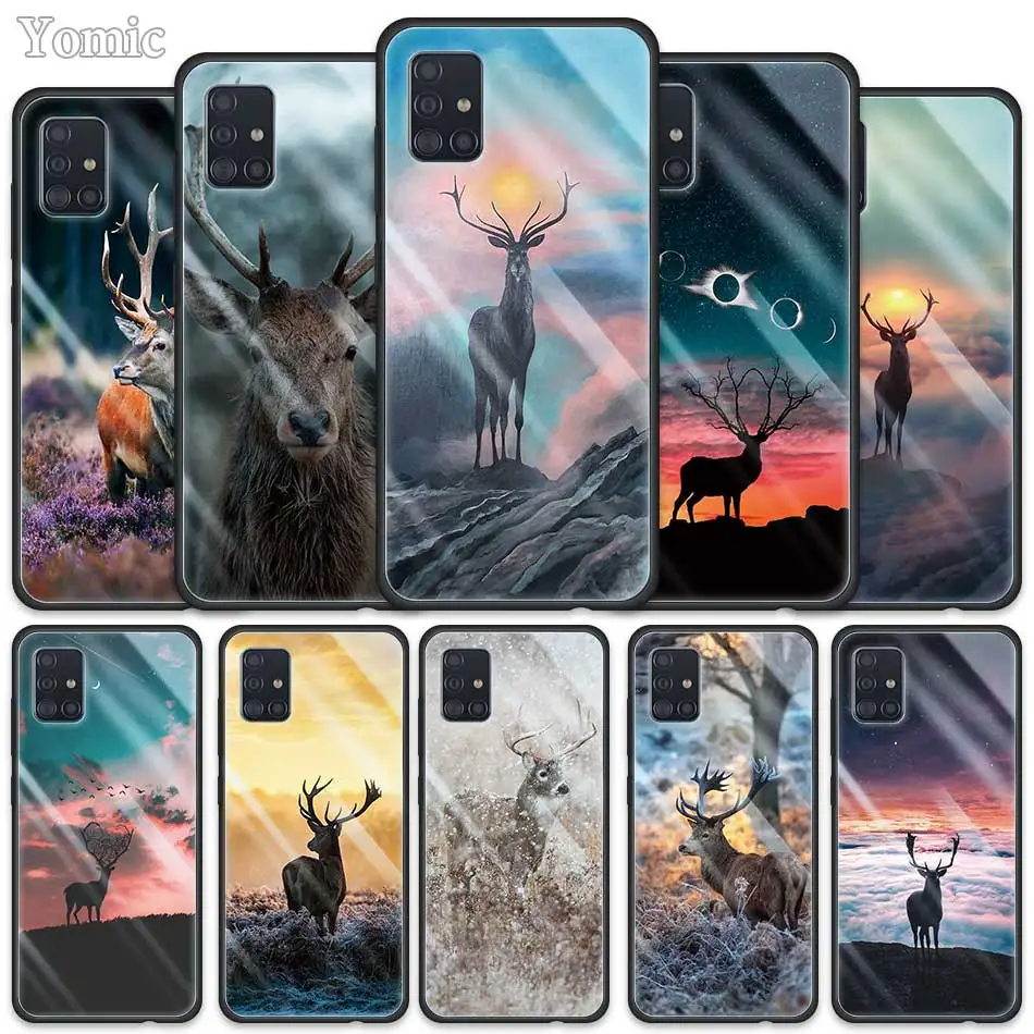 

Glass Phone Case for Samsung Galaxy A51 A50 A71 5G A70 A21s A31 M31 A30 A91 A40 A41 M51 A10 A11 Cover Deer Hunting Camo Animal