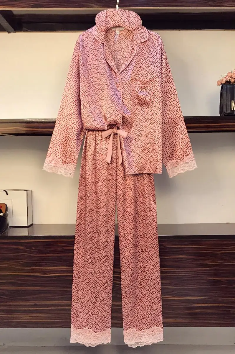 

Plus Size 4XL Homestyle Women Sets Pink Leopard Pajamas Ladies Two Piece Suit Top + Pants Female Suits (Blindfold Free) KE919