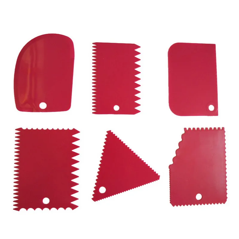 rose red 6 шт. нож для выпечки, лезвие для торта, пластмассовая лопатка для торта, торта, слайсер для хлеба, выпечка скребок для инструментов - Цвет: rose red