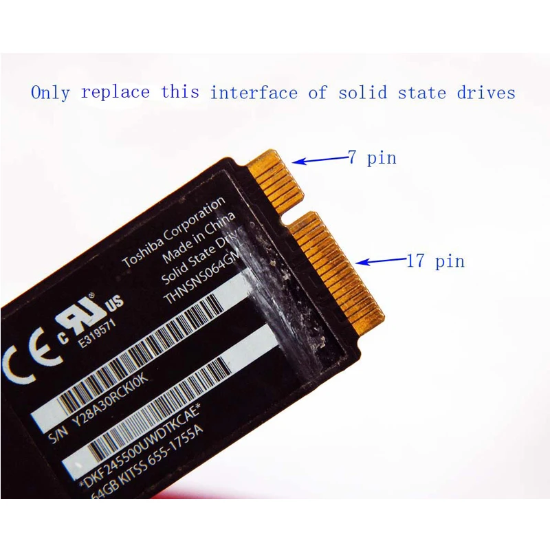 M.2 NGFF SSD до 17 + 7 Pin плата адаптера для MacBook Air 2012 Macbook AIR A1466 A1465 MD223 MD224 MD231 MD232 M2 |