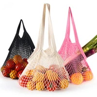 portable reusable grocery bags longshort handle net shopping bag for fruit vegetable bag cotton mesh string organizer handbag