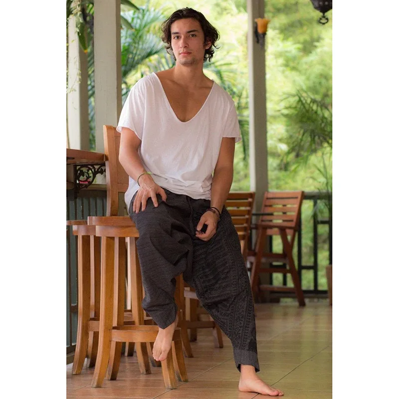 Hip Hop Aladdin Hmong Baggy Boho Cross-pants Men Medieval Renaissance Pirate Horseman Loose Pants Viking Trousers Harem |