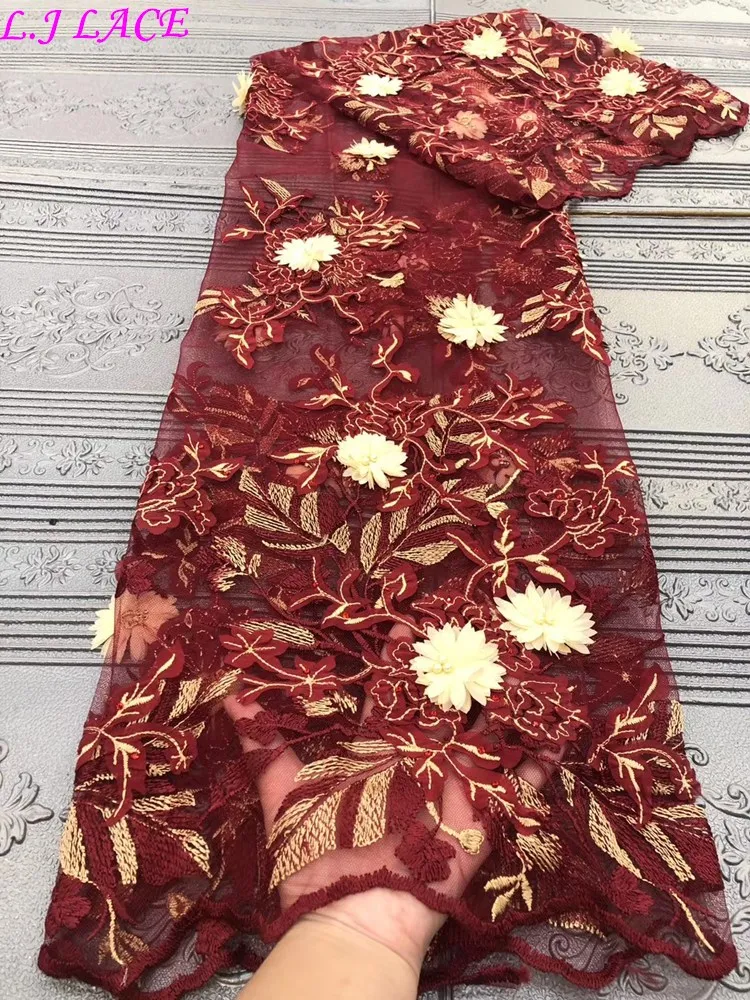 

High quality hot sell 3d design french lace good embroidery gauze tissue tulle lace mesh net laces fabrics beauty dress laces
