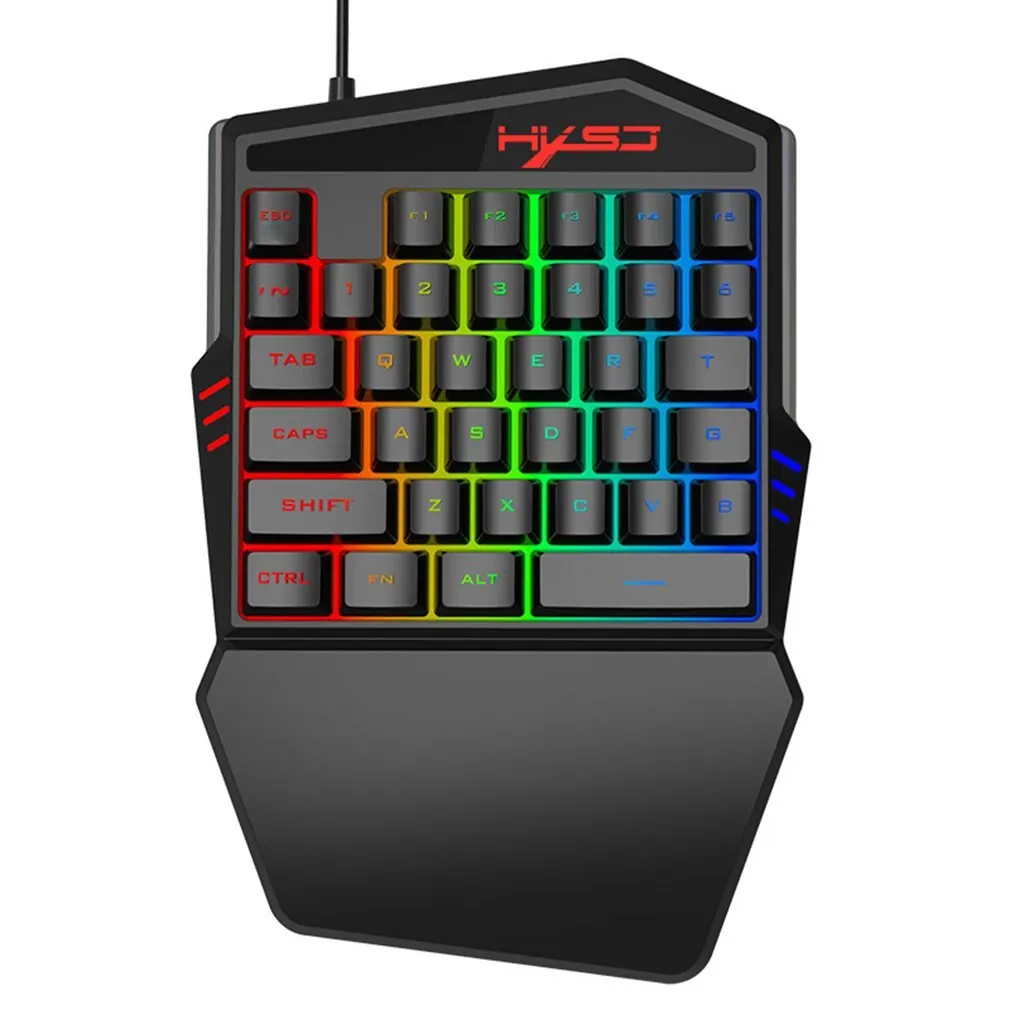 

Ergonomic Keyboard And Mouse Combo Colorful Backlight One-Handed Wired Gaming Keyboards V100+H300 PC Gamer Set For LOL CS