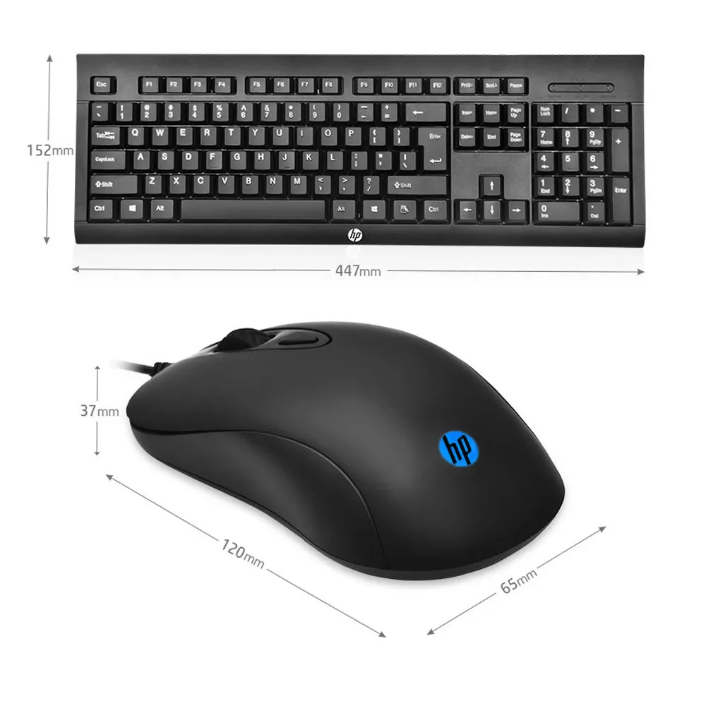 Hp KM100 Проводная клавиатура и мышь Usb Whaterproof клавиатура мышь комбо набор эргономичный дизайн для ноутбука настольного ПК