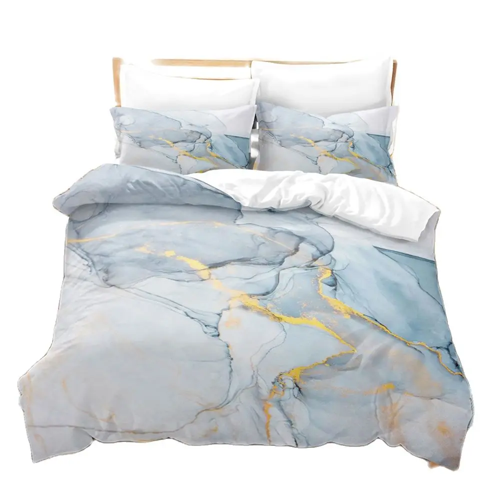 

Комплект постельного белья с 3D рисунком мрамор, пуховое одеяло, чехол с наволочкой, двойная Комплектация набор постельного белья Queen King