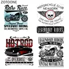 Детские нашивки ZOTOONE для мотоцикла, наклейки с Железным черепом для одежды, печатные нашивки с надписью, термопереводные нашивки для футболки